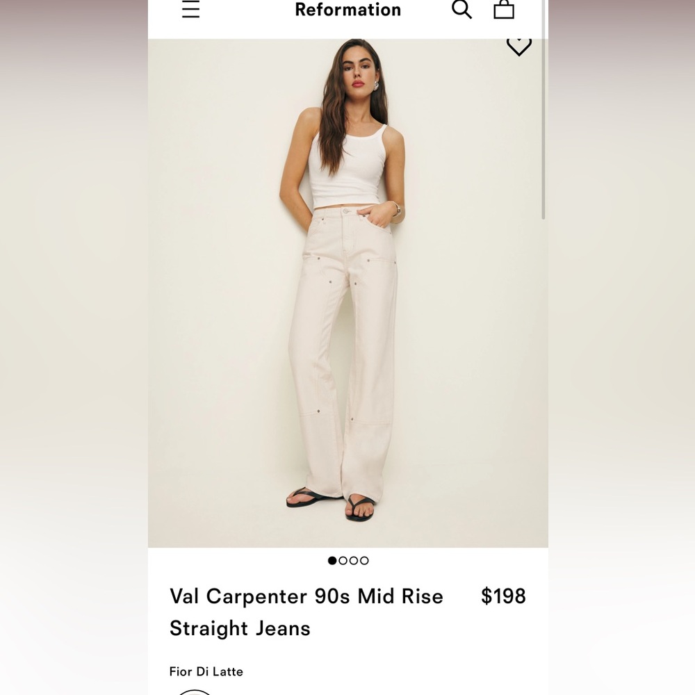 NWT Reformation Val Carpenter 90s Mid Rise Straight Jeans size 26